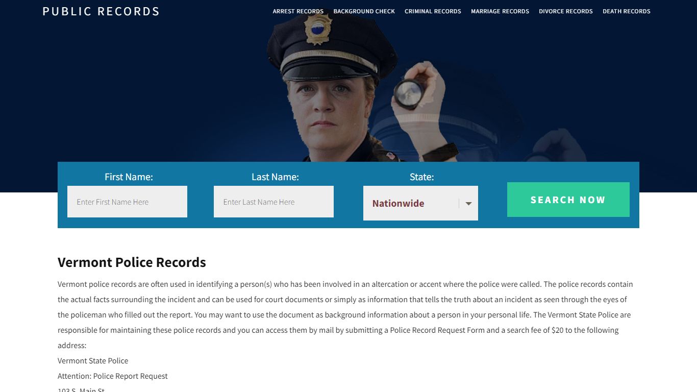 Vermont Police Records | Get Instant Reports On People